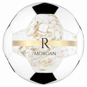 Wh & Gold Marble Gold Bar, DIY Black Name Monogram Football