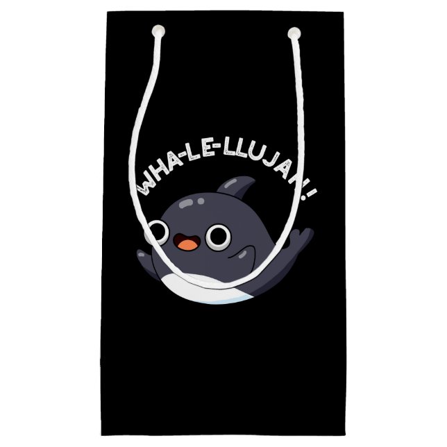 Wha-le-llujah Funny Orca Whale Pun Dark BG Small Gift Bag (Front)