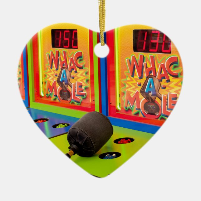 Whac A Mole Arcade Game Ceramic Tree Decoration (Front)