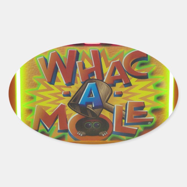 Whack a Mole Carnival Game Oval Sticker (Front)