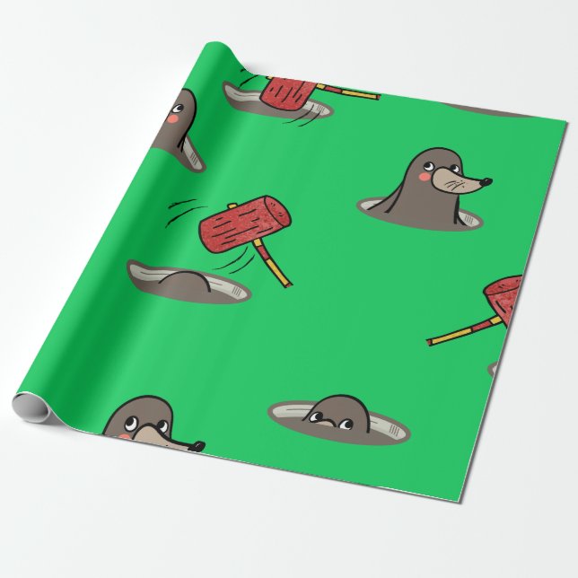 Whack-A-Mole Pattern Wrapping Paper (Unrolled)