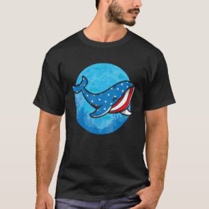 Whale American Flag Biologist USA  Blue Whale Sea  T-Shirt