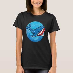 Whale American Flag Biologist USA  Blue Whale Sea  T-Shirt