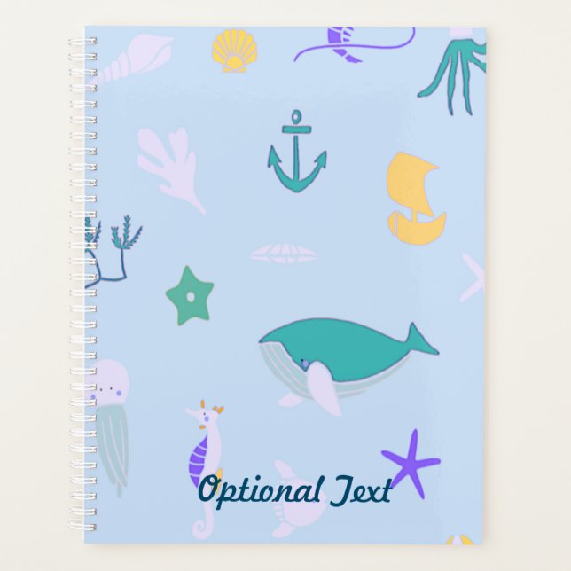 Whale, Anchors, Corals and Seaweed Pattern Planner (Front)