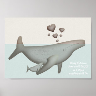 Whale and baby nursery wall art