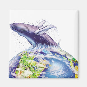 whale and earth design magnet