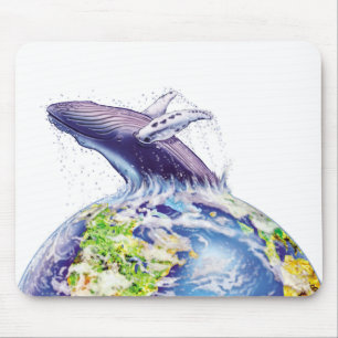 whale and earth design mouse mat