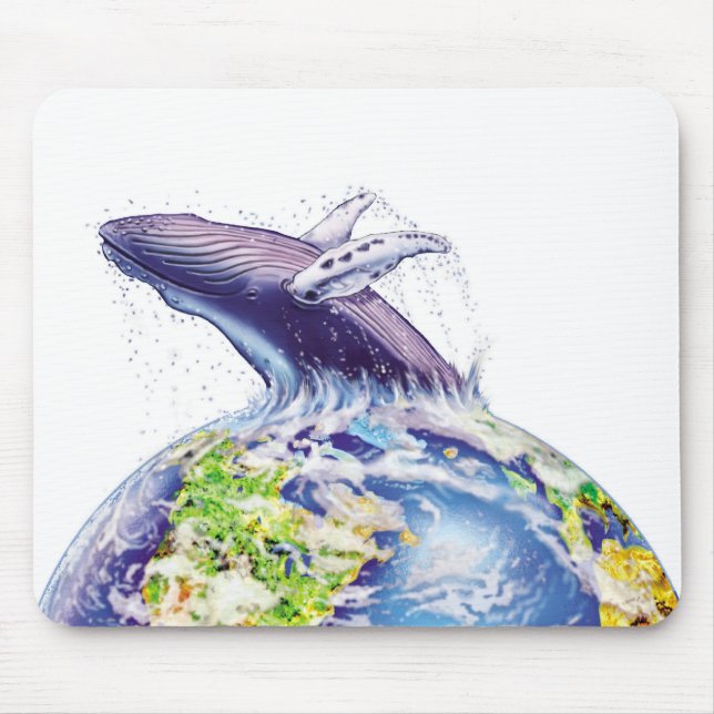 whale and earth design mouse mat (Front)