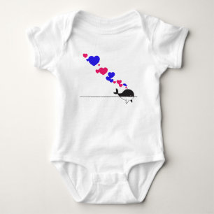 Whale and Hearts Baby Bodysuit