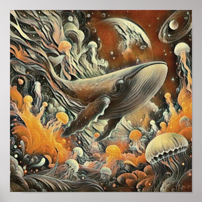 Whale and Jellyfish Art Print (Front)