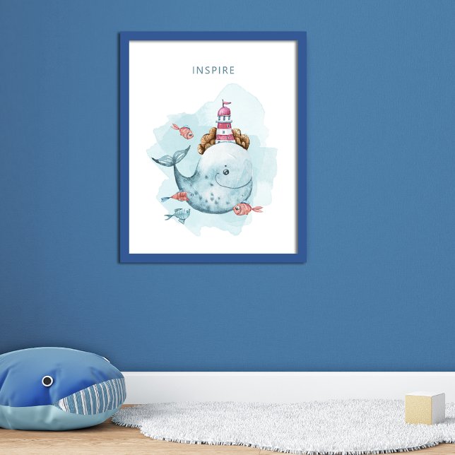 Whale and Lighthouse Magical Watercolor Poster (Creator Uploaded)