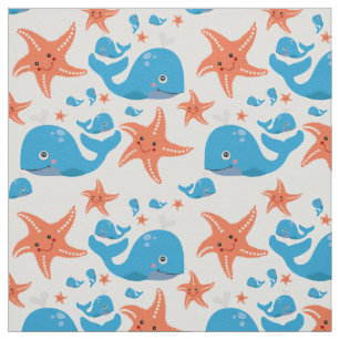 Whale and Starfish Baby Pattern Fabric