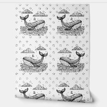 Whale and Stars Pattern Kids Nursery Paintable