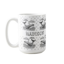 Whale and Stars Pattern Kids Personalised Colourin