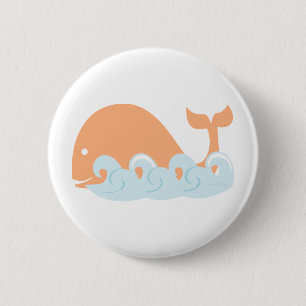 Whale and Waves 6 Cm Round Badge