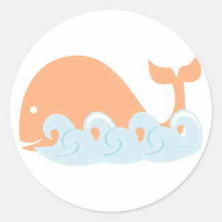 Whale and Waves Classic Round Sticker