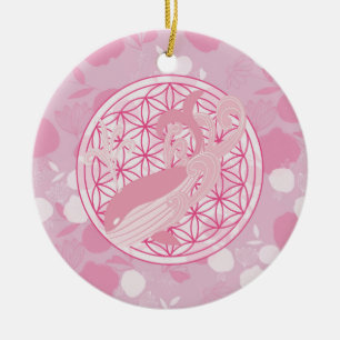 whale,animal totem,zen,chakra,flower of life ceramic tree decoration