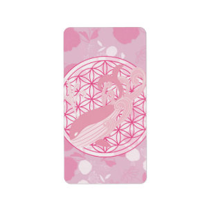 whale,animal totem,zen,chakra,flower of life label