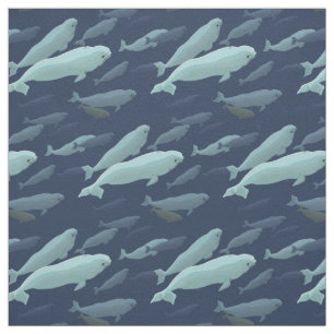 Whale Art Fabric Beluga Whale Fabric Cotton or Pol