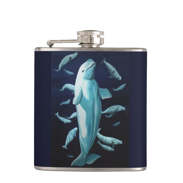 Whale Art Flask Custom Beluga Whale Drink Flask (Front)