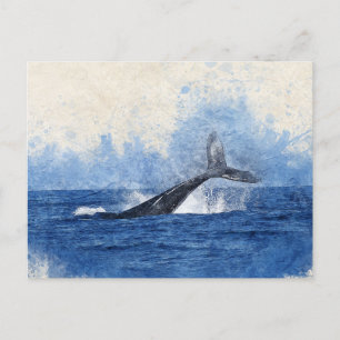 Whale art  postcard
