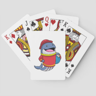 Whale as Firefighter with Hose Playing Cards
