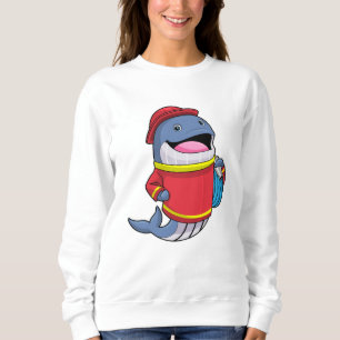 Whale as Firefighter with Hose Sweatshirt