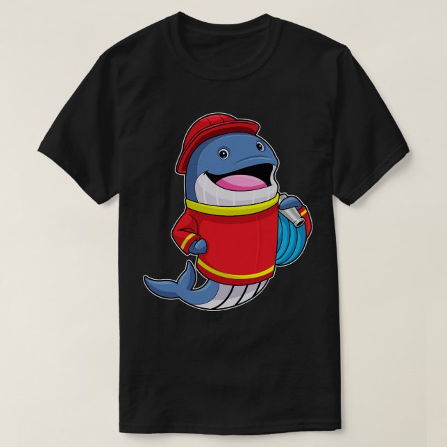 Whale as Firefighter with Hose T-Shirt (Design Front)