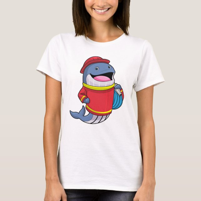 Whale as Firefighter with Hose T-Shirt (Front)
