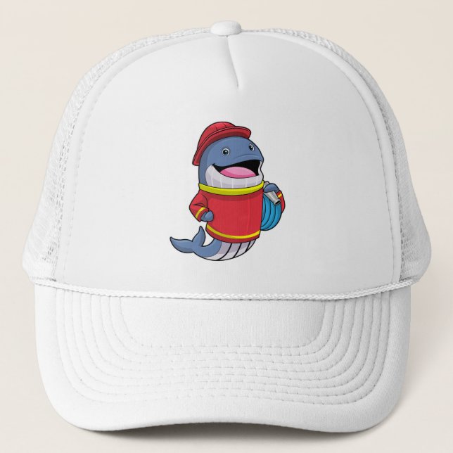 Whale as Firefighter with Hose Trucker Hat (Front)