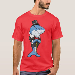 Whale as groom with jacket bow and walking stick T-Shirt