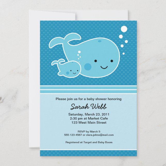 Whale Baby and Mummy Invitation (Front)