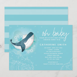Whale Baby Boy Baby Shower Invitation