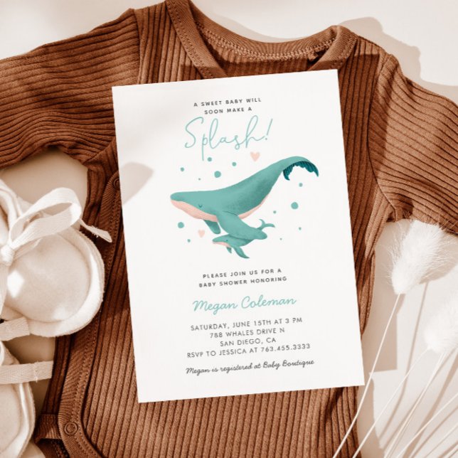 Whale Baby Shower Blue Nautical Invitation (Creator Uploaded)
