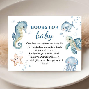 Whale Baby Shower Boy Blue Book For Baby Enclosure Card