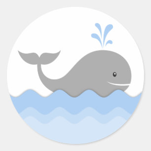 Whale Baby Shower Classic Round Sticker