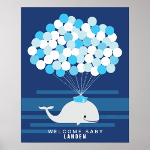 Whale   Baby shower guest book Print