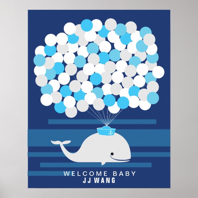 Whale | Baby shower guest book Print (Front)