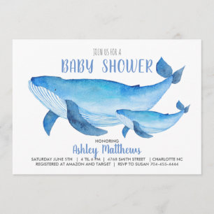 Whale baby shower invitation