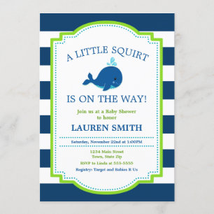 Whale Baby Shower Invitation Baby Boy