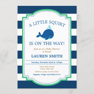 Whale Baby Shower Invitation Baby Boy