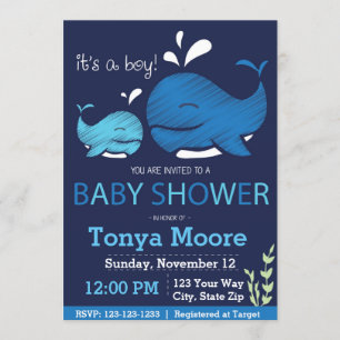 Whale Baby Shower Invitation (boy)