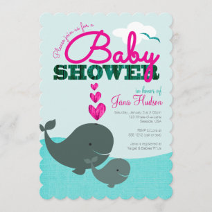 Whale Baby Shower Invitation - Girl