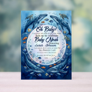 Whale Baby Shower Invitation – Under the Sea Ocean Acrylic Sign