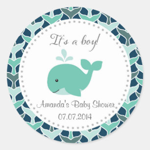 Whale Baby Shower It's A Boy Stickers