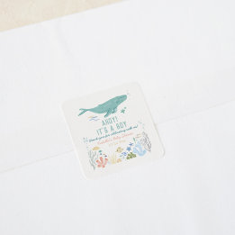 Whale Baby Shower Thank You Square Sticker