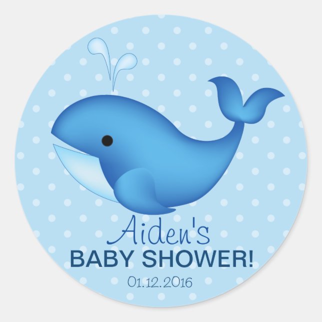 Whale Baby shower thank you sticker (Front)