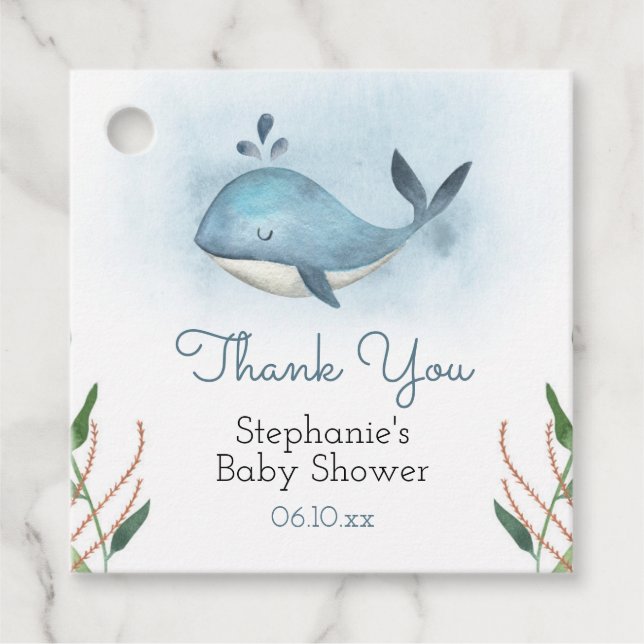 Whale Baby Shower Thank You Tags (Front)