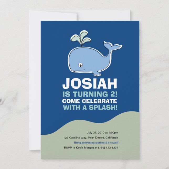 Whale Birthday Party Invitation (Front)