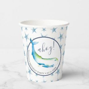 Whale Birthday Party Supplies Personalised Paper Cups